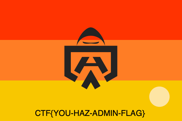 The admin flag with the text CTF{YOU-HAZ-ADMIN-FLAG} at the bottom.